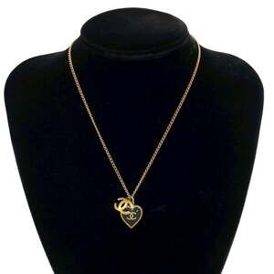 CHANEL Authentic Black Logo Necklace